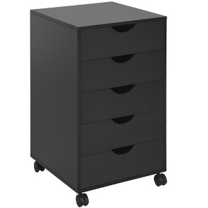 HOMCOM 5 Drawer Office Cabinet Storage Organizer Cabinet with Nordic Minimalist Modern Style & Wheels - 1 of 4