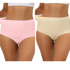 Allegra K Women's Elastic High Waist Unlined Breathable No-Show Hipster Underwear 2 Packs - 1 of 4