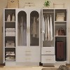 70.07" Tall Storage Cabinet with 3 Doors & 2 Drawers, Modern Large Storage Cabinet with Fluted Glass Door, Hanging Rods, White - 4 of 4