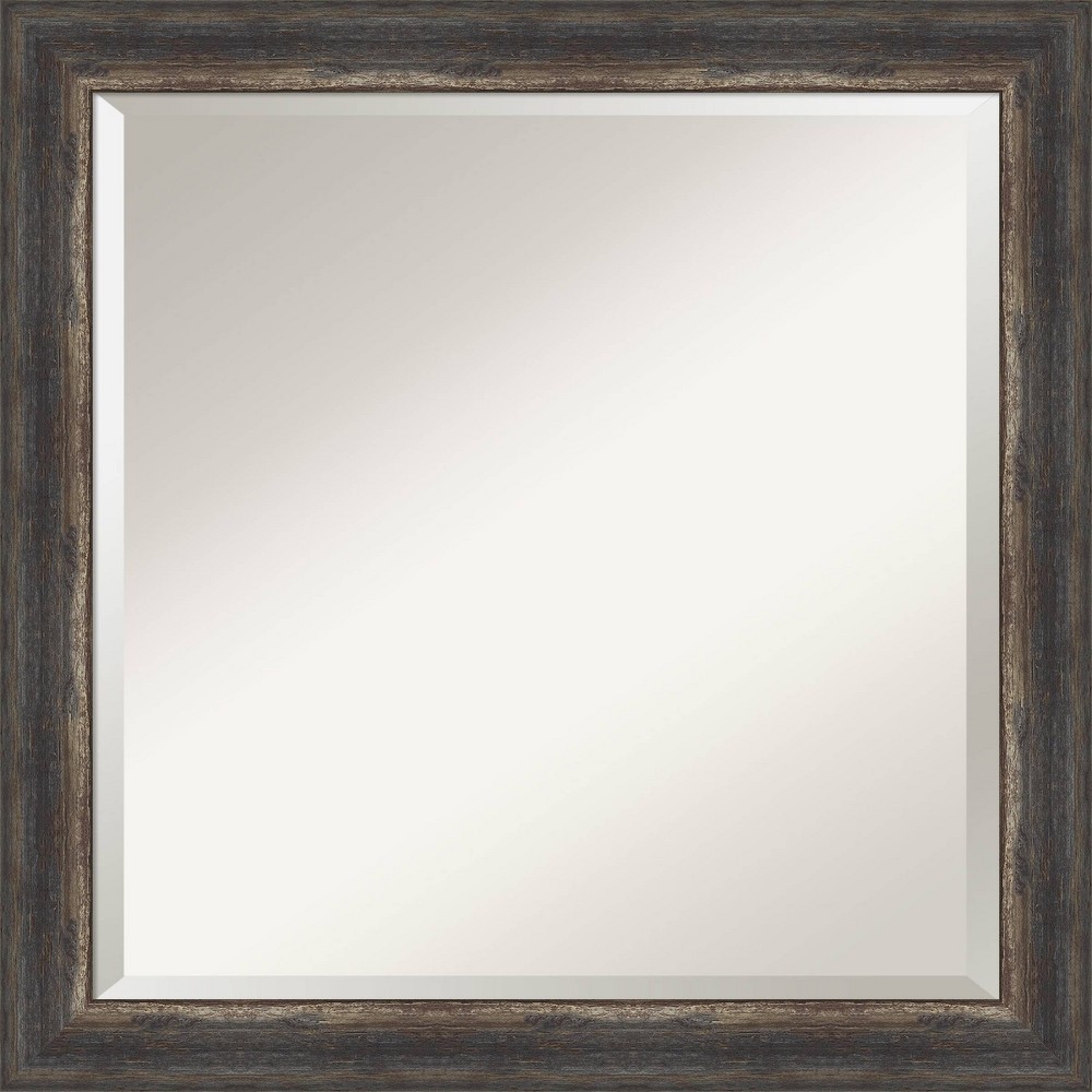 Photos - Wall Mirror 24" x 24" Bark Rustic Framed Bathroom Vanity  Charcoal - Amanti