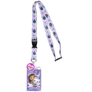 Gabby's Dollhouse Lanyard Badge Holder With Card and 2" Rubber Cat Pendant - 1 of 4