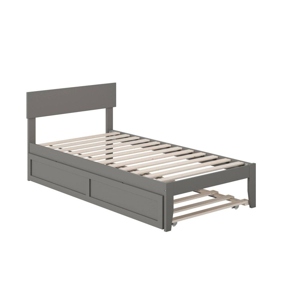 Photos - Bed AFI Twin Boston  with Trundle Gray - : Mid-Century Modern Design, Satin Finish, Hardwood Frame 