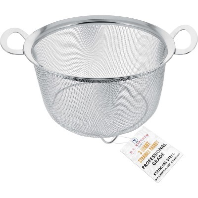 Stainless Steel Colander Strainer Basket - 3-Quart Colander with Resting Feet & Handles - Wide Rim Sieve
