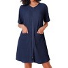 Ekouaer Women Zipper Robes Knit Short Bathrobe Lightweight House Coat with Pockets Soft Nightgown - 2 of 4
