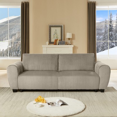 Aukfa 93" Corduroy Sleeper Sofa with Storage,Convertible 3-Seater Sofa Bed for Living Room & Bedroom
