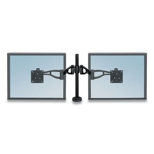 Fellowes Professional Series Depth Adjustable Dual Monitor Arm, 360 deg Rotation, 37 deg Tilt, 360 deg Pan, Black, Supports 24 lb - 1 of 4