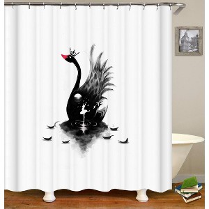 Black Swan Pattern Shower Curtains for Bathroom Waterproof Fabric Bath Curtain Durable Soft Stylish Bathroom Decor 72x72 Inch - 1 of 1