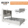 AMERLIFE Bed Frame with 51.2" Storage LED Bookcase Headboard, 4 Storage Drawers & Charging Station - 2 of 4