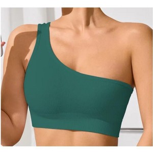 Women's Single Shoulder Strap Sports Vest Breathable and Seamless Tank Top for Yoga Running Fitness Pilates Exercise - 1 of 1