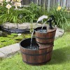 Outsunny Wood Freestanding Fountain with 2 Tier Waterfall Barrel, Electric Pump for Garden Decor, Lawn, Backyard - 2 of 4
