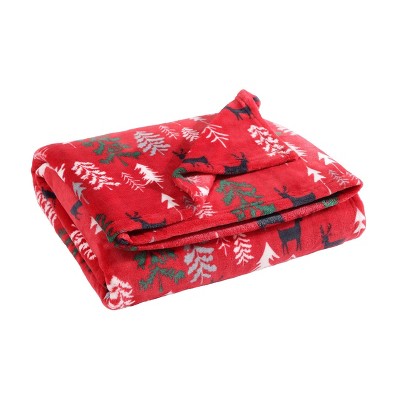 Red Deer Woods Reversible Fleece Throw Blanket 50" x 60"