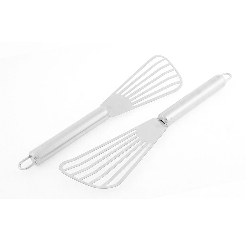 Unique Bargains Kitchen Stainless Steel Fish Slotted Pancake Spatulas and Turners Silver Tone 2 Pcs, 1 of 8