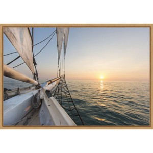 23" x 16" Sunset Cruise on the Western Union Schooner by Chuck Haney Danita Delimont Framed Canvas Wall Art - Amanti Art: Lithograph - 1 of 4