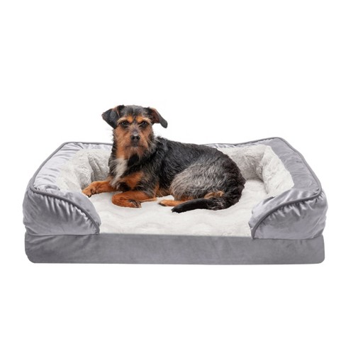 FurHaven Faux Fleece Chenille Orthopedic Sofa Dog Bed Cream