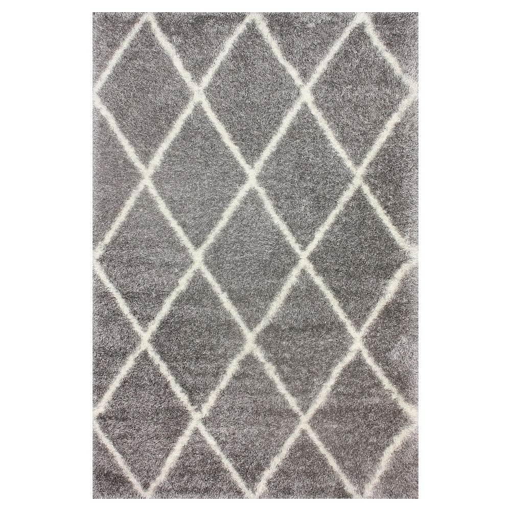 4'x6' Machine Made Diamond Shag Area Rug Ash- nuLOOM