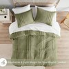 Olive Green King Duvet Cover Set - 3 - Piece Pintuck Pleated, Lightweight, Soft Microfiber - 3 of 4