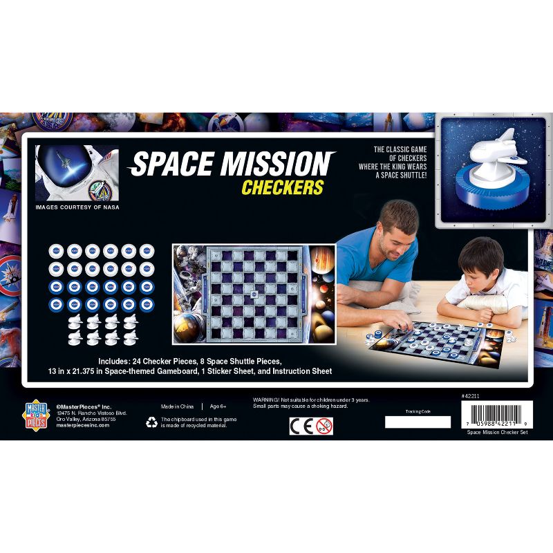 MasterPieces Officially licensed NASA Checkers Board Game for Families and Kids ages 6 and Up, 4 of 7