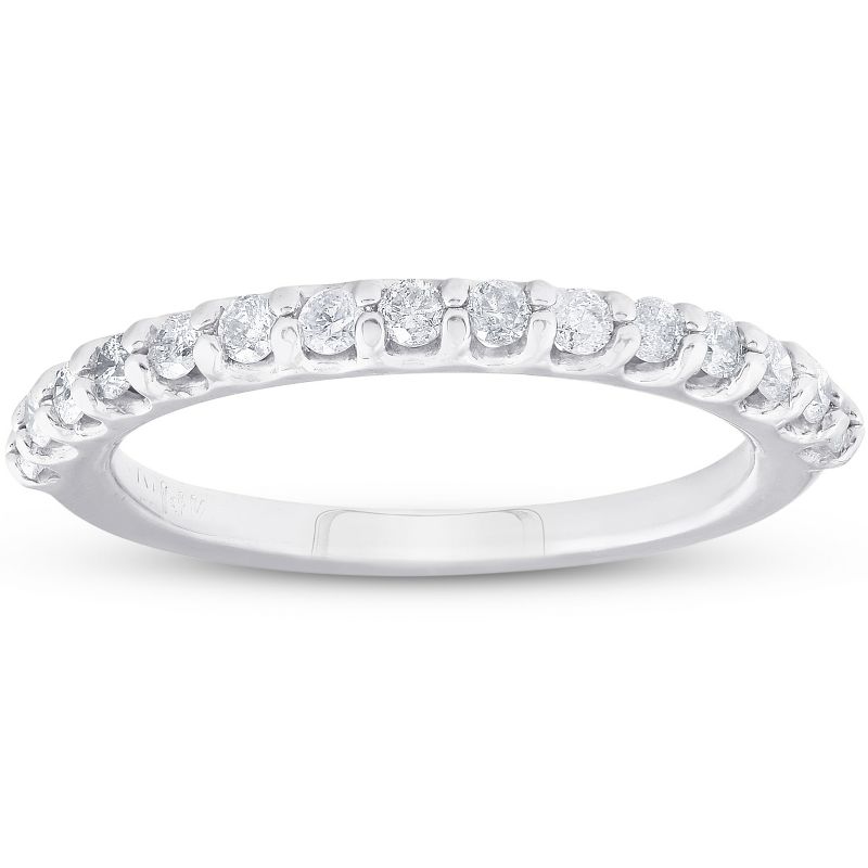 Pompeii3 3/8ct Diamond Ring Womens Stackable Anniversary 14K White Gold Band, 1 of 6