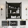 Belle Medicine Cabinet with Mirror, Recessed/Wall Mounted Cabinet for Bathroom, Beveled Mirror, Adjustable Tempered Glass Shelves, Black - 4 of 4
