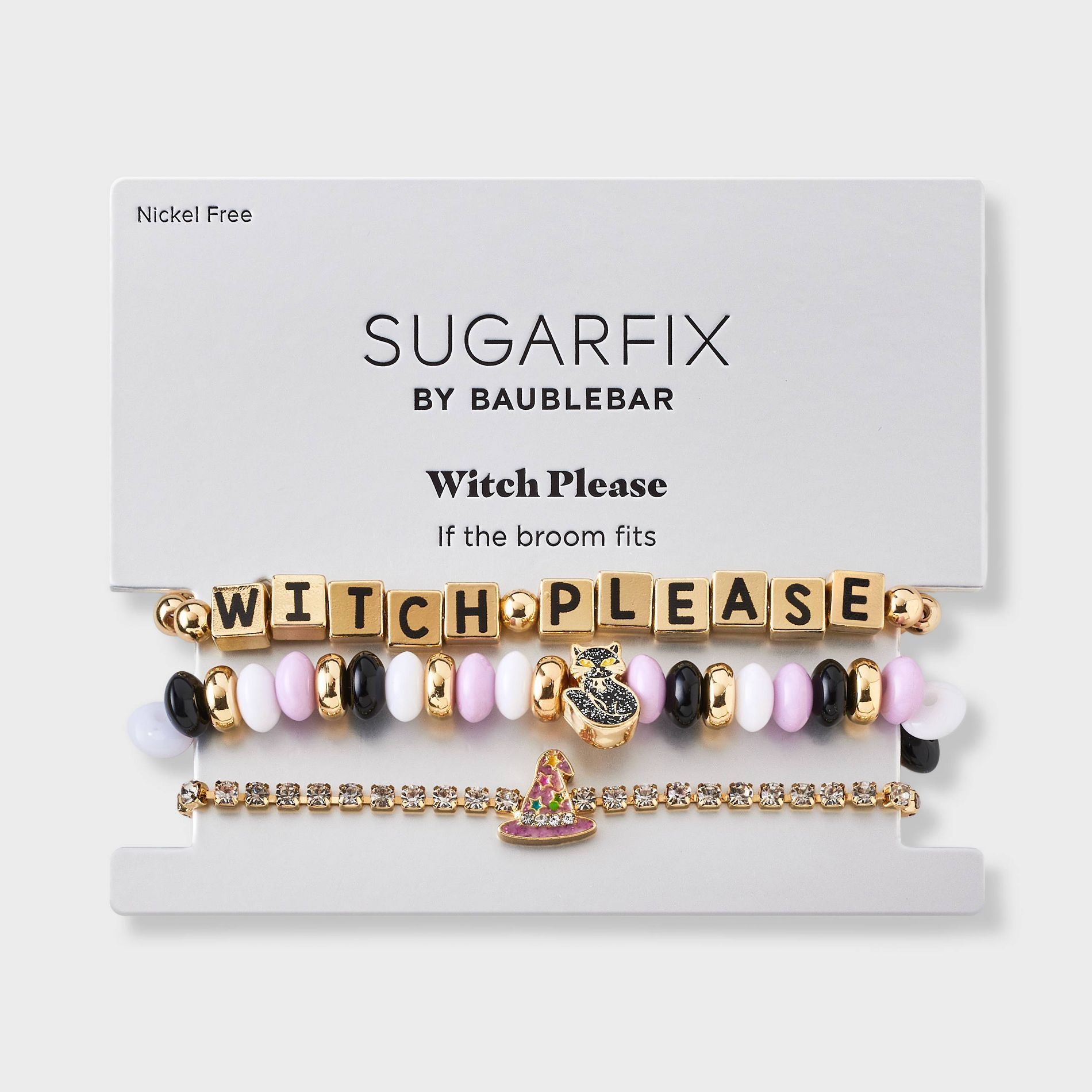 SUGARFIX by BaubleBar Halloween Witch Please Bracelet Set - Gold/Black/Pink