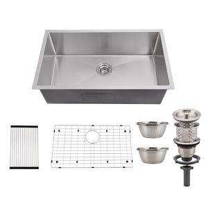 Kitchen Sink for Single Bowl,Undermount Kitchen Sink Stainless Steel Sink 16 Gauge Kitchen Sinks with Accessories, Easy Drain and Low Noise - 1 of 4