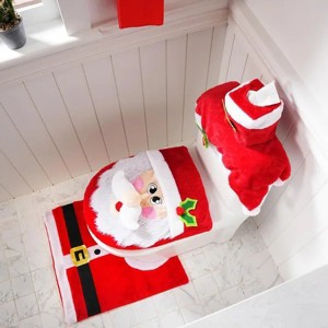 5 Pieces Christmas Theme Bathroom Decoration Set w/Toilet Seat Cover, Rugs, Tank Cover, Toilet Paper Box Cover and Santa Towel for Xmas Indoor D¨¦cor - 1 of 2