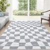 Washable Modern Checkered Area Rug | Stain Resistant Soft Geometric Throw Rug | Non-Slip Low Pile Accent Carpet for Living Room, Dining, Nursery - 4 of 4