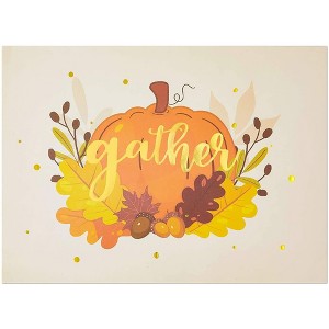 Sparkle and Bash 50 Pack Thanksgiving Paper Placemats, Fall Place Mats with Pumpkin and Gather Design for Party Table Decor, 14 x 10 inch - 1 of 4