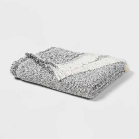 Grey and 2025 white throw blanket