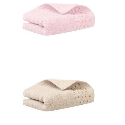 REGALWOVEN 2 Pack Embroidery Pattern Cotton Soft Absorbent Bathroom Hand Towels 14" x 30"
