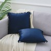 Unique Bargains Farmhouse Bedroom Decorative Velvet Pompoms Fringe Throw Pillow Covers 2 Pcs - 2 of 4