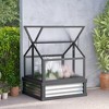 Outsunny Raised Garden Bed with Polycarbonate Greenhouse, Garden Wooden Cold Frame Greenhouse Flower Planter Protection, 35.5" x 31.5" x 36" - 2 of 4