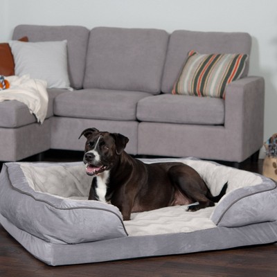 Jumbo Granite Gray Velvet Orthopedic Sofa Pet Bed