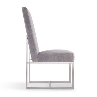 Gray Velvet Upholstered High-Back Arm Chair with Metal Frame