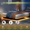 NicBex King/Queen Natural Wood Floating Bed Frame with LED Lights,Wave Wood Texture Platform Bed for Bedroom,No Box Spring Needed - 3 of 4