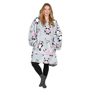 Catalonia Women's Oversized Flannel Blanket Hoodie - Cozy Wearable Plush Fleece Pullover, Soft Lounge Sweatshirt for Home, Camping, Outdoor Comfort - 1 of 4