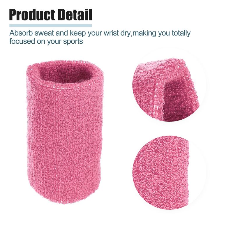 Unique Bargains Wrist Sweat bands Wristbands for Sport Wrist Wraps Absorbing Cotton Terry Cloth 3.15"x3.94" 1 Pair, 3 of 7