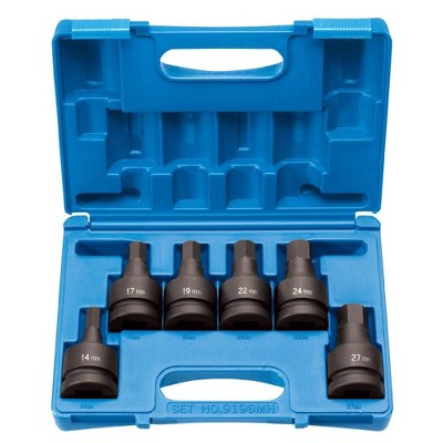 Grey Pneumatic 6 Piece Metric Hex Driver Set - 1" Drive - Model 9196MH - Hand Tool Parts and Accessories