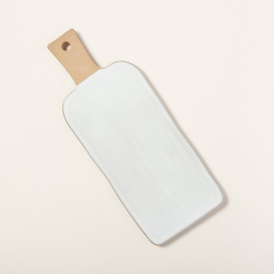 Small Glazed Stoneware Paddle Serve Board Light Gray - Hearth & Hand™ with Magnolia