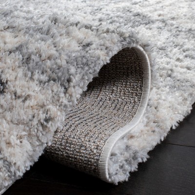 Ivory Shag Square Rug Hand-Knotted Easy Care Synthetic 59"