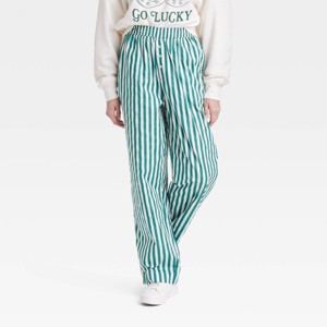 Women's St. Patrick's Day Striped Graphic Boxer Pants - Green - 1 of 3