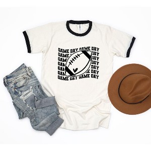 Simply Sage Market Women's Football Game Day Stacked Wavy Short Sleeve Ringer Tee - 1 of 3