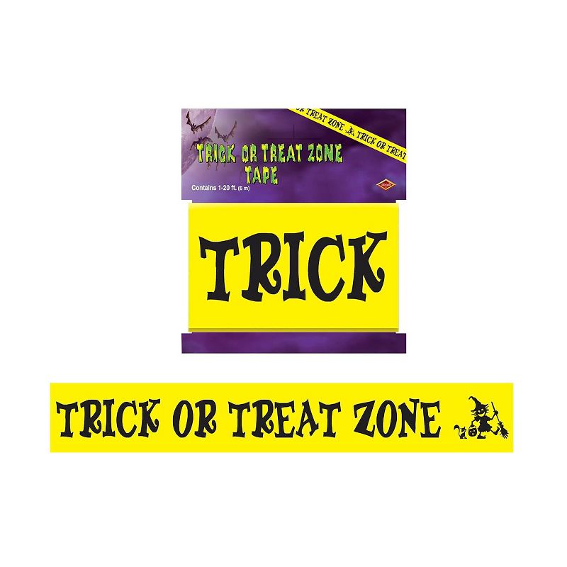 Beistle 3" x 20' Trick Or Treat Zone Party Tape Yellow 5/Pack 00120, 1 of 2