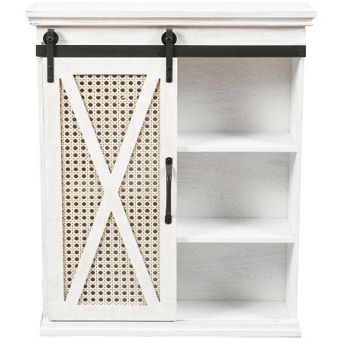 LuxenHome White Wood Storage Cabinet