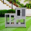 BestMassage Rabbit Cage Wooden Rabbit Hutch Rabbit House with Rolling Wheels, Gray - 2 of 4