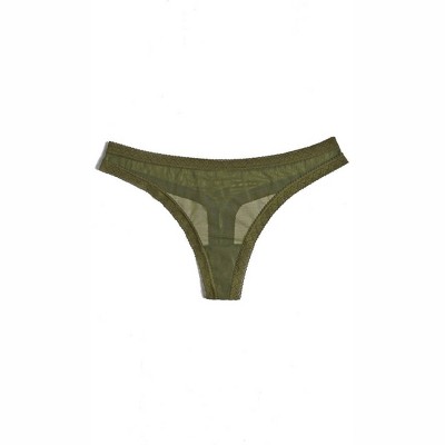 Women's Mesh Lace Trim Thong Panty - Blush Lingerie