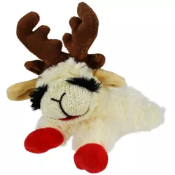 Multipet Holiday Lamb Chop with Antlers and Red Paws Dog Toy - 6"