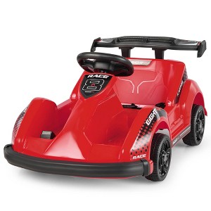 Costway 6V Battery Powered Go Kart Kids Ride On 4 Wheel Racer RC w/ Bumper & Music - 1 of 4
