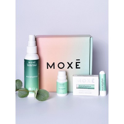 MOXE – Eucalyptus Gift Set – 100% Pure Essential Oil Collection – Shower Steamer Spray, Diffuser Oil & Nasal Inhalers – Made in USA