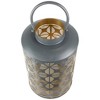 Northlight Laser-Cut Large Iron Candle Lantern with Handle - 15.25" - Gray and Gold - 4 of 4